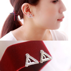 Korean version of the stylish new drill triangle non pierced earrings ear studs earrings ear acupuncture ear bones clip