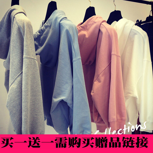 2016秋季女装新款韩版宽松显瘦套头连帽卫衣纯色百搭休闲长袖上衣