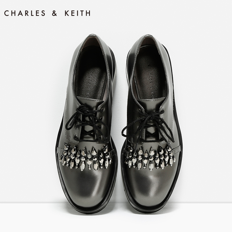 CHARLES&KEITH单鞋 CK1-70390147 英伦风漆皮系带学院风厚底女鞋产品展示图5