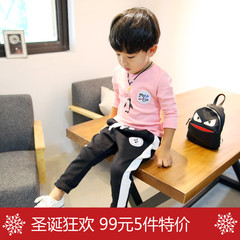 【99元5件】韩版男童纯棉长袖儿童圆领卡通企鹅两色T恤潮款