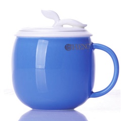 陶瓷茶具茶杯品茗杯个人办公杯泡茶杯带盖过滤创意苹果杯饮料杯