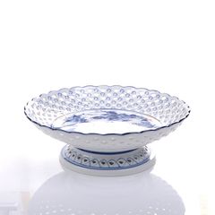 青花陶瓷镂空水果盘 创意家居装饰品摆设客厅摆件 果盆