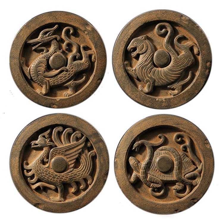 砖雕四灵兽四神兽做旧汉代仿古瓦当中式工艺饰品镇宅风水摆件墙饰