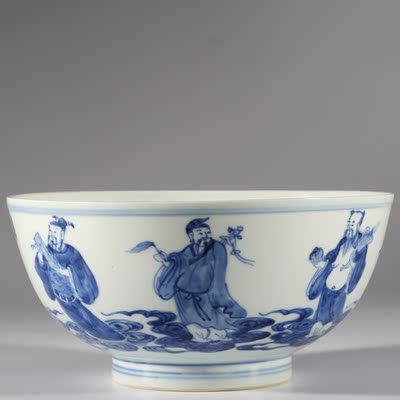 清乾隆 青花八仙人物碗