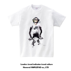 日本潮牌短t猴子小丑印花男t日系原宿猿人头t恤