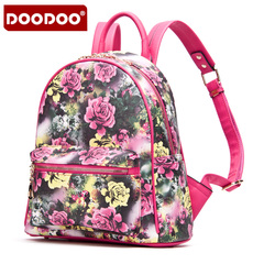 Doodoo leisure shoulder bags backpack girl Korean version flows Institute wind printing Pu leather handbags bags autumn bags