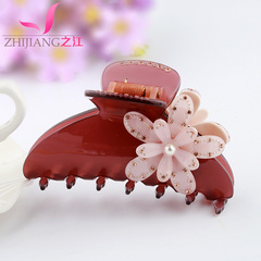 River of flowers caught King size claw clips Korea imported rhinestone hair ponytail clip hairpin girls hair hair accessories