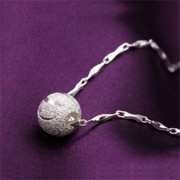 Authentic Korean fashion female 999 pure silver necklace silver clavicle transit silver beads bead pendants birthday gifts