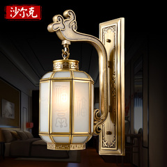 沙尔克新中式全铜卧室床头壁灯古典中国风纯铜灯楼梯过道走廊壁灯
