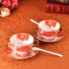 高档欧式陶瓷咖啡杯碟勺套装 创意骨瓷情侣咖啡对杯 景德镇陶瓷