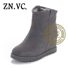 ZNVC 秋冬新款内增高坡跟雪地靴时尚女士短筒磨砂短靴0165