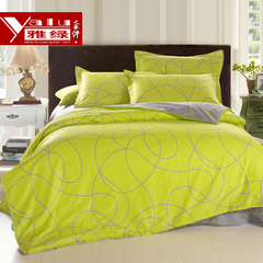 雅绿家纺 韩式纯棉四件套厚被套 1.8米4件 全棉床笠式床罩四件套