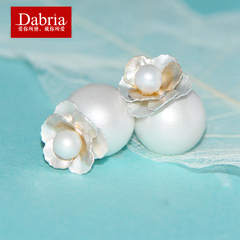 Dabria/黛柏丽雅韩国夸张后挂式珍珠花朵耳环个性小清新珠花设计