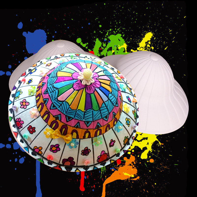 diy白色纸浆帽子男女手绘手工制作空白幼儿园儿童彩绘舞会道具