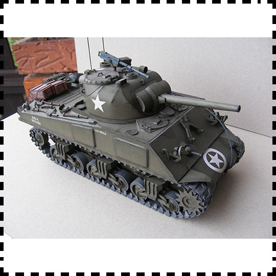 美国谢尔曼m4a3中型坦克纸模型1:25坦克世界拼装手工diy 纸艺