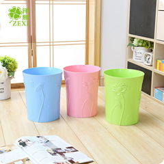 泽熙2个装欧式雕花垃圾桶塑料收纳桶家用无盖纸篓 厨房客厅多用桶