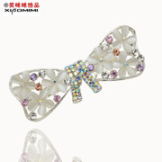 Smiling package mail bow Crystal hairpin complex classical Korea jewelry rhinestone cross spring clip Clip top clip