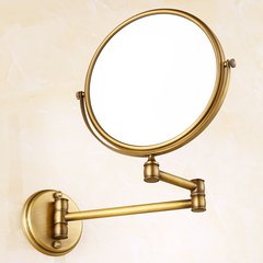 全铜欧式化妆镜卫生间镜前美容镜浴室五金挂件8寸镜子可折叠伸缩