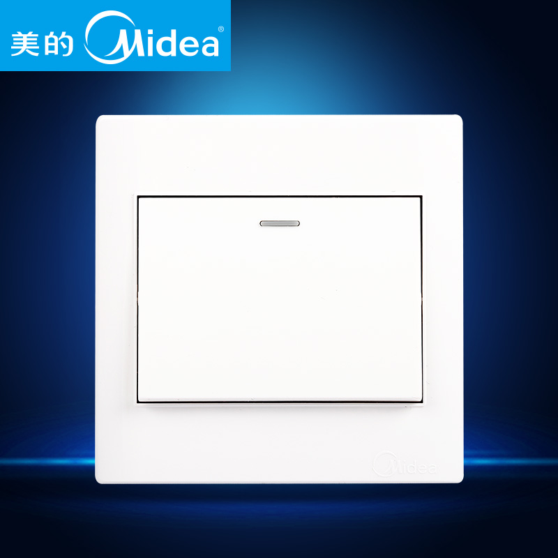 Midea/美的 86型家用开关面板一开双控墙壁电源带荧光E03雅白产品展示图3