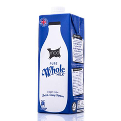 英国进口 中粮Moo美沃全脂纯牛奶1L/盒 1升装 早餐奶新鲜健康