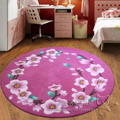 田园花朵圆形地毯卧室床边玄关地毯书房儿童房手工腈纶地毯定制