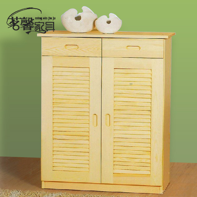 茗馨 实木环保鞋柜 鞋凳 玄关柜 简约百叶两门鞋柜带抽屉松木家具|ruв категории жилой мебели, кабинет, чистка - от Buy2taobao.com для оказания профессиональной услуги покупки агента Taobao