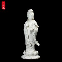 陶瓷佛像摆件送子观音白瓷工艺品 观世音菩萨送子开光供奉保平安