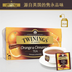 英国川宁Twinings 柑桔肉桂果香红茶25片装 茶包 进口红茶