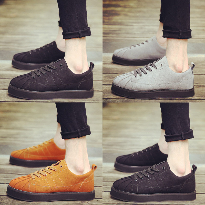 2017新款鼕季男鞋厚底松糕鞋韓版潮流貝殼頭板鞋增高休閑個性潮鞋