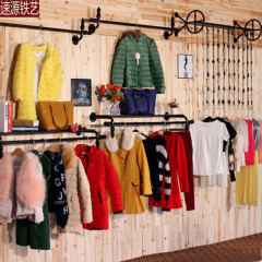 服装店上墙组合展示架侧挂衣服架女装店壁挂货架上墙吊环侧挂正挂