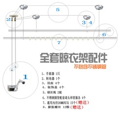 全套双杆手摇升降阳台晾衣架晒衣架配件手摇器钢丝绳转角滑轮摇把