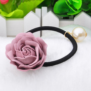 Ya-na Korean hair band Pearl Jewelry rose flower handmade hair tie tying string rope