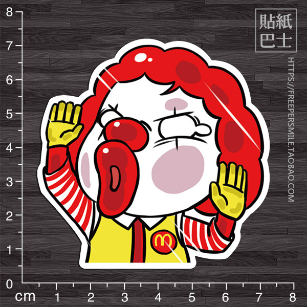 小丑撞玻璃 可爱装饰墙贴玻璃贴 冰箱贴 行李箱拉杆箱贴纸 q053