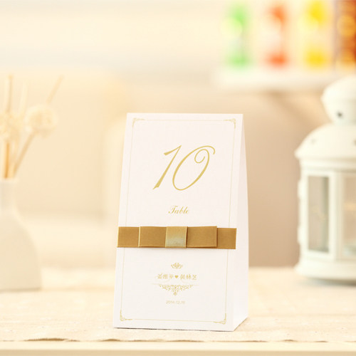新款金色席卡席位卡/桌卡结婚席位卡/桌摆卡 香槟金主题婚礼婚卡