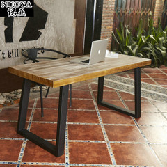 诺亚 实木美式铁艺酒吧咖啡桌书桌工作台桌办公桌做旧餐桌会议桌