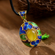 Very Thai cloisonne inlaid agate gemstone pendant in 925 silver plated pendant vintage wild