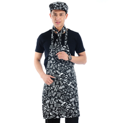 韩版时尚厨房围裙挂脖男女餐厅奶茶咖啡店工作服围裙厨师围裙定制