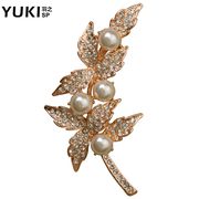 YUKI brooch women Korea high-grade Crystal Pearl brooch pin Joker sweater men send Valentine''s day gifts