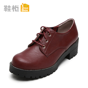 Shoebox shoe fall 2015 new Europe and casual women's shoes in thick-soled tie square head with dark shoes