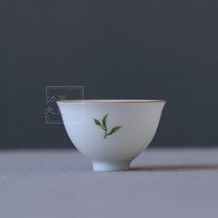 景德镇手绘新彩高档白瓷品茗杯子 陶瓷器甜白普洱茶杯小茶盏单杯