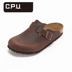 C.P.U.Birkenstock经典牛皮包头平跟男女款软底凉拖