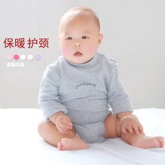 just kidding婴儿包屁衣秋冬纯棉高领爬服长袖三角哈衣宝宝连体衣