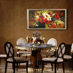 油画手绘简约家居客厅卧室餐厅玄关酒店装饰画 现代抽象花卉hd99