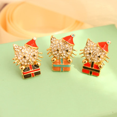Shanzai Korean cute Christmas cat cat Stud Earrings non-pierced earrings earrings ear clip earrings earring