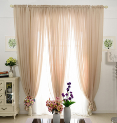 亚麻纱窗帘纯色窗纱客厅卧室飘窗阳台美式遮光窗帘布成品定制特价