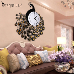 钟表孔雀挂钟客厅北欧式现代简约创意石英钟异形大气静音时钟装饰