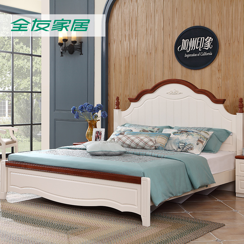 全友家私床新款双人床1.8米床地中海美式现代卧室家具121107产品展示图2