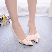 Pointed toes high heel stiletto shoes women's summer and fall 2015 new white shoes with bow shoes asakuchi OL