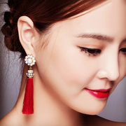 European retro boho tassels wild temperament fashion Crystal Korea Korean jewelry earring earring girl