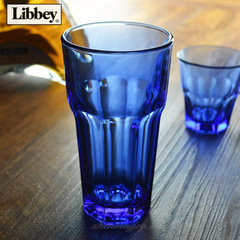 Libbey 利比彩色蓝色绿色玻璃杯果汁杯啤酒八角水杯必胜客 茶杯子